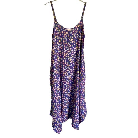 River & Rose Blue Floral Print Midi Dress with Pockets Women's Medium NEW - Picture 3 of 9